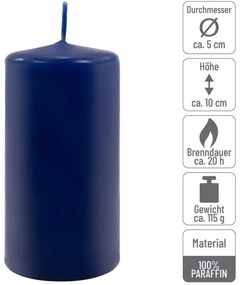 Modrá parafínová sviečka 10 cm, 20 h horenia, sada 8 ks