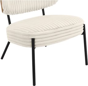 Krémovobiele menčestrové kreslo s podnožkou Jerry – Støraa