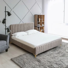 Manželská posteľ 140 cm Karilla (sivohnedá) (s roštom). Vlastná spoľahlivá doprava až k Vám domov. 1017200