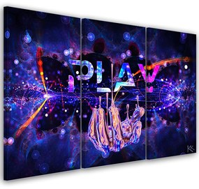 Obraz na plátně třídílný, Neon s nápisem - 150x100 cm