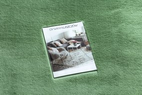 Okrúhly koberec BUNNY, zelený, imitácia králičej kožušiny