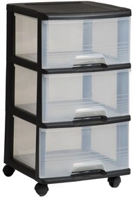 Curver Regálik sa Šuplíky čierny 3x20l