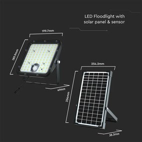 LED solárny reflektor so senzorom LED/30W/6,4V 4000K