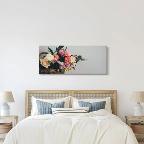 Obraz košíka s kvetinami (120x50 cm)