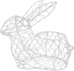 Biely drôtený dekoračný košík králik Bunny S - 22*11*22 cm