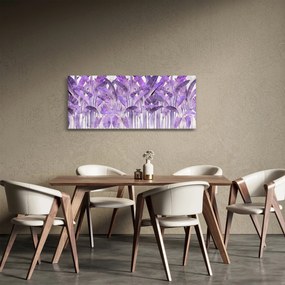 Obraz - Fialové listy v omietke (120x50 cm)