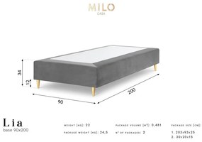Tyrkysová zamatová jednolôžková posteľ Milo Casa Lia, 90 x 200 cm