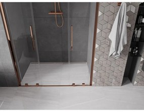 Mexen Velar Duo, posuvné dvere do otvoru 150x200 cm, 8mm číre sklo, ružové zlato, 871-150-000-02-60