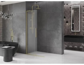 Mexen Velar L, posuvná sprchová zástena Walk-in 120 x 200 cm, 8mm sklo námraza, zlatá matná, 871-120-003-33-55