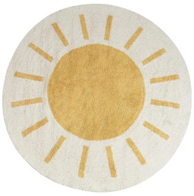 Okrúhly bavlnený koberec ø 140 cm svetlobéžová/žltá BAIKER Beliani