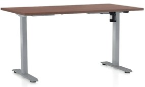 Výškovo nastaviteľný stôl OfficeTech A, 120 x 80 cm, sivá podnož, orech