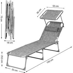 SONGMICS Záhradné ležadlo sivý melír 53 x 193 cm nosnosť 150kg