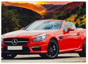 Obraz - červený Mercedes (70x50 cm)