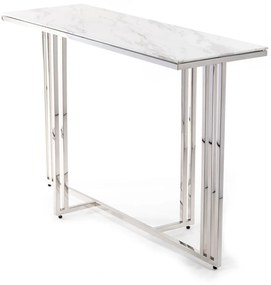 Konferenčný stolík AMAGAT 120 cm strieborný/biely mramor