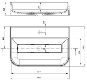 Deante Arnika, granitové umývadlo na dosku 605x405x135 mm, šedá, DEA-CQA_SU6S