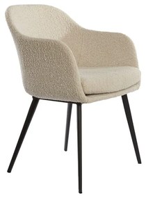 Krémovobiele čalúnené jedálenské kreslo s podrúčkami Leone – Light &amp; Living