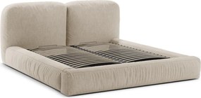 Béžová čalúnená dvojlôžková posteľ s úložným priestorom s roštom 200x200 cm Martina – Micadoni