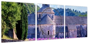 Obraz - Levanduľové pole (s hodinami) (90x30 cm)