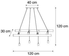 Vidiecka závesná lampa drevená 4-svetlá - Scala