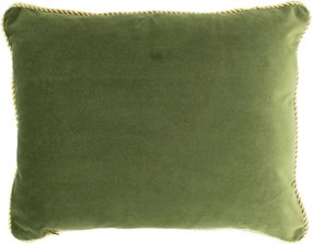 Zelený zamatový vankúš s pleteným lemom - 35 * 45 * 10cm