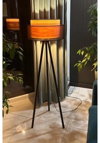 Duolla - Stojacia lampa WOOD BOHO 1xE27/15W/230V pr. 45 cm čierna/béžová