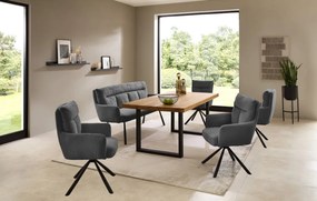 Otočná jedálenská stolička Sofia, šedá štruktúrovaná látka