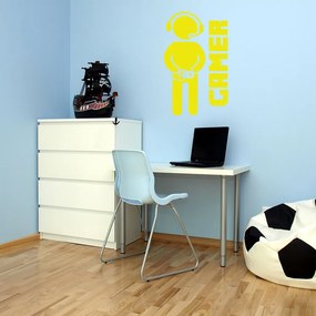 Veselá Stena Samolepka Gamer Farba: žlutá, Veľkosť: 60 x 37 cm