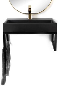 Rea Goya, konglomerátové umývadlo na dosku 70 cm + konzola, čierna matná, KPL-U8802