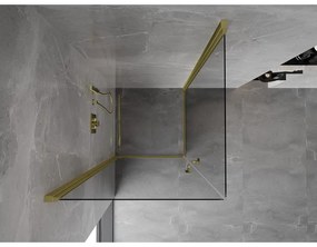 Mexen Mist-B, Duo výklopný sprchový kút 100 x 100 cm, 8mm číre sklo, zlatý matný profil, 8A2-100-100-55-00