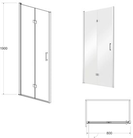 D‘Eluxe - SPRCHOVÉ DVERE - Sprchové dvere BIFOLD EHX -100xcm sprchové dvere skladacie číre 6 chróm univerzálna - ľavá/pravá spúšťania a zdvíhania 80 190 80x190