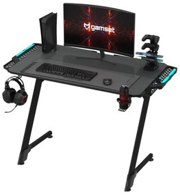 Herný stôl SNAKE s LED RGB podsvietením 100x60 cm čierna