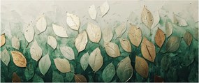 Obraz - Zlato-zelené listy (120x50 cm)