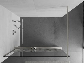 Mexen Kioto+, sprchová zástena Walk-In s poličkou a vešiakom 70 x 200 cm, 8mm číre sklo biely vzor, brúsená oceľ profil, 800-070-121-97-85