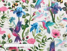 Biante Detské bavlnené posteľné obliečky do postieľky Sandra SA-495 Dúhové kolibríky medzi kvetmi Do postieľky 90x120 a 40x60 cm