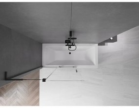 Mexen Velar L, 2-krídlová posuvná vaňová zástena 110 x 150 cm, 8mm číre sklo, čierna matná, 896-110-003-01-70