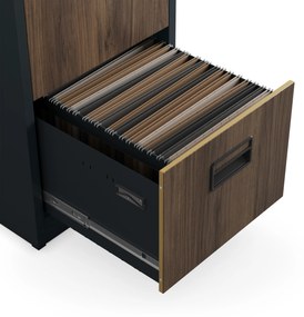 Kovová kartotéka, 5 zásuviek SARA V5, 460 x 1630 x 620 mm, Eco Design: antracitová/ orech