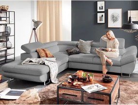 Rohová sedacia súprava Fabio, svetlo šedá látka, ľavý roh%