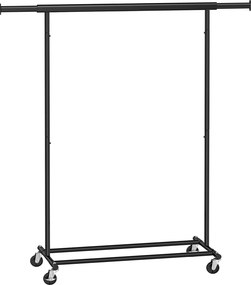 Pevný stojan na oblečenie s kolieskami, nosnosť 90 kg, čierny