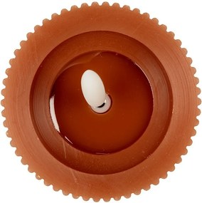 Hnedá valcová sviečka s vrúbkovaním Led Candle - Ø 8*13 cm / 2*AA