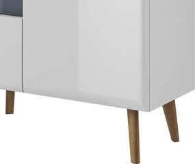 Nízka vitrína Nordi, dub riviéra/biela lesk