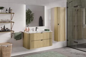 Závěsná skříňka Ovalia s umyvadlem 100 cm dub Cremona
