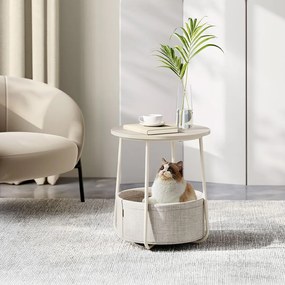 Okrúhly konferenčný stolík s textilným košom