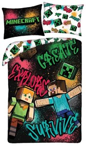 DETSKÉ OBLIEČKY Z MIKROVLÁKNA MINECRAFT 140X200 CM, 1 KS 70X90 CM VZOROVANÉ