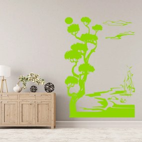 Veselá Stena Samolepka Japonská krajina Farba: zelená, Veľkosť: 100 x 69 cm