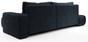 Rozkladacia rohová čalúnená sedacia súprava s úložným priestorom v tvare L ALMADA pravá modrá