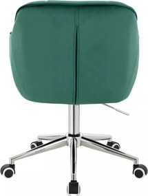 LuxuryForm DESIGN Stolička AVOLA VELUR na striebornej podstave s kolieskami - zelená