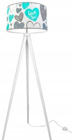 Detská stojacia lampa Heart, 1x biele textilné tienidlo so vzororm, (výber z 2 farieb konštrukcie), b