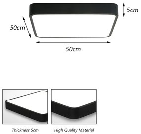 Brilagi - LED stropné svietidlo POOL SQUARE LED/48W/230V 3000/4500/6000K 50x50 cm čiern
