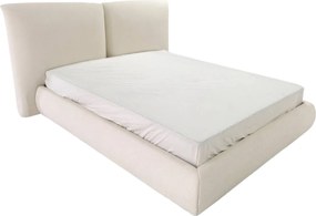 Dvoulůžková čalouněná postel Yunar 160x200 s roštem a úložným prostorem béžová