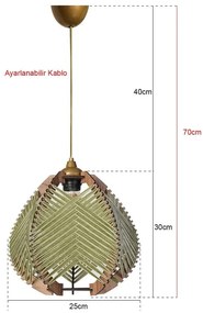 Závesné svietidlo v zeleno-prírodnej farbe s textilným tienidlom ø 25 cm – Opviq lights
